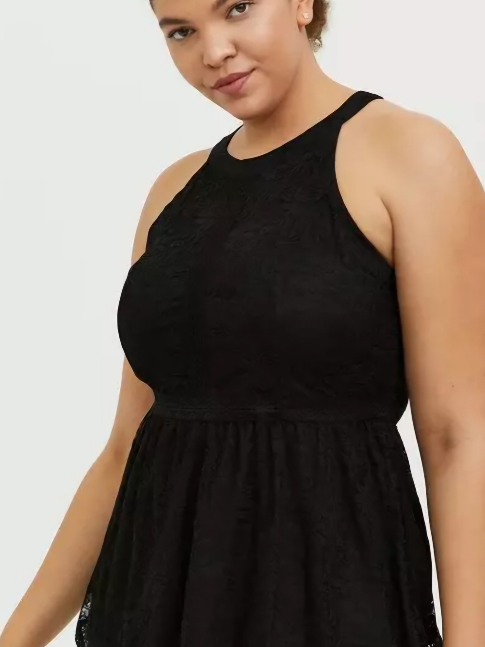 torrid Black Lace Peplum Halter Top